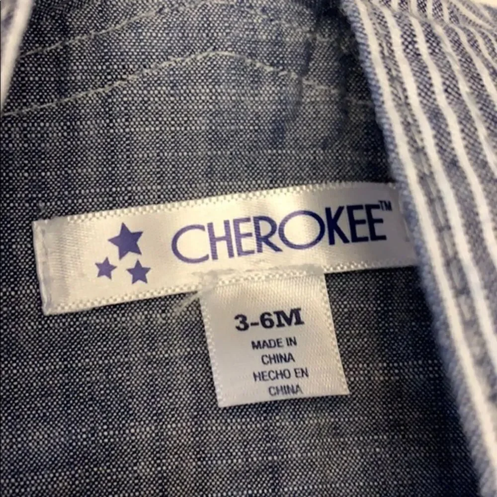 Cherokee Denim Pinstripe Overalls Size 3-6 Months